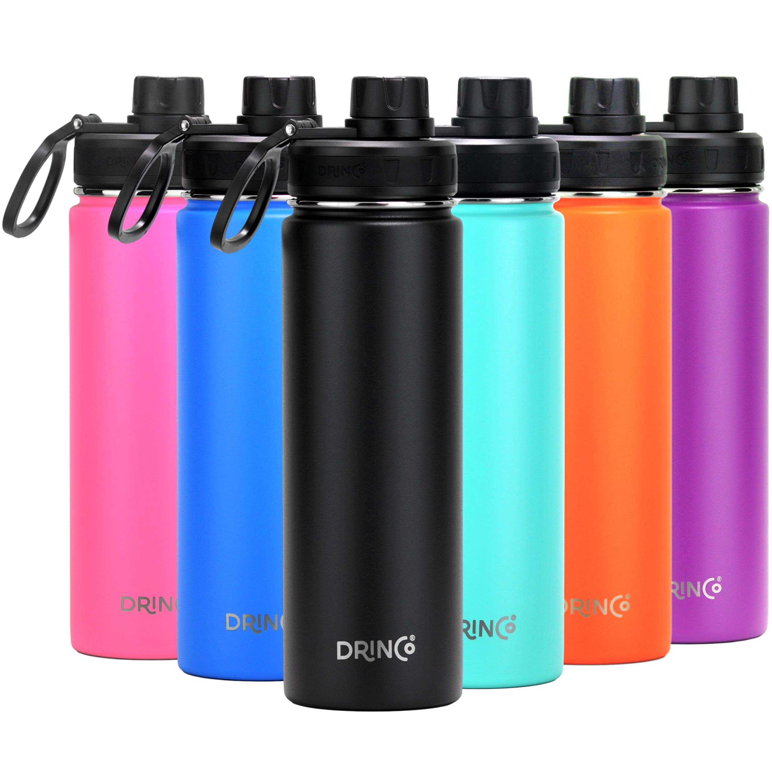 Drinco Stainless Steel Water Bottle Spout Lid Vacuum Insulated Double Wall Water Bottle Wide Mouth (40oz 32oz 22oz 18oz 14oz) Le