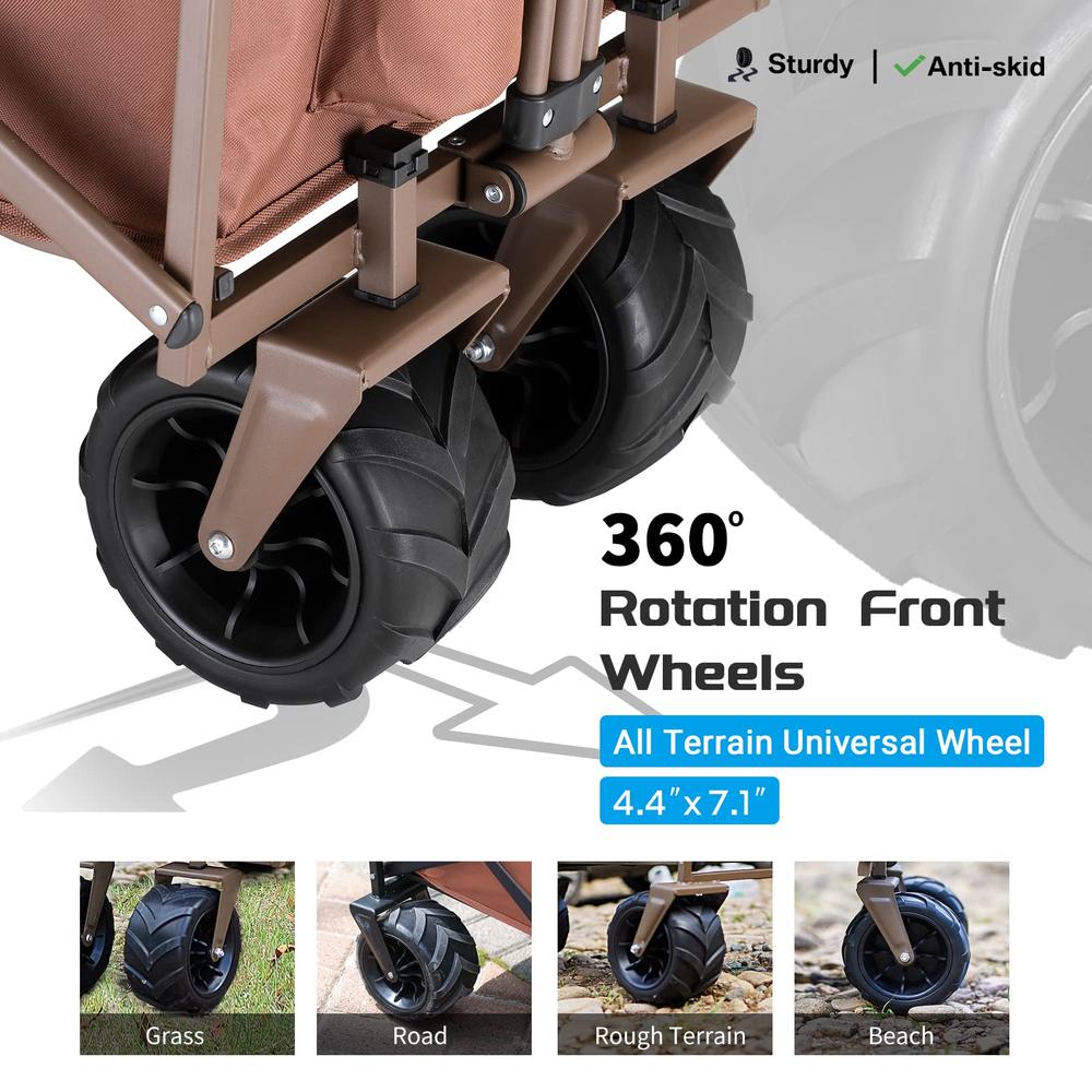 EchoSmile Heavy Duty 350 Lbs Capacity Collapsible Wagon, Outdoor Folding Camping Wagons, Grocery Portable Utility Cart, Adjustab