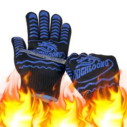 HighLoong BBQ Gloves, Oven Gloves 1472℉ Extreme Heat Resistant, Grilling Gloves Silicone Non-Slip Oven Mitts, Kitchen Gloves for BBQ, Gril