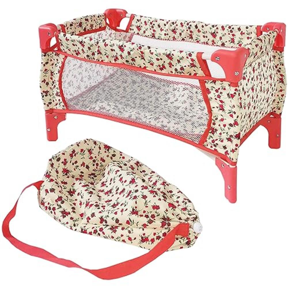 The New York Doll Collection Baby Doll Crib Set for Little Girls, Play Crib Baby Doll Bed, Baby Doll Pack and Play Baby Doll Beds for 18 inch Dolls, Toy Baby