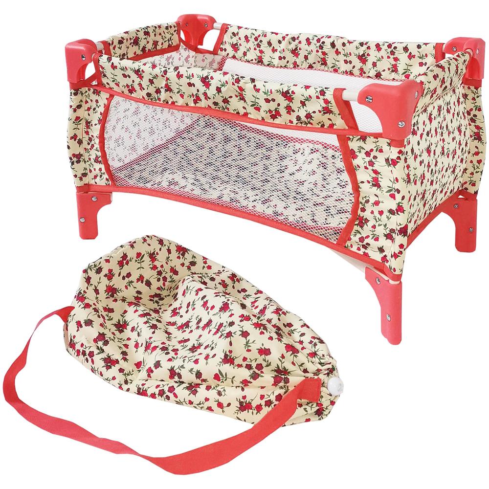 The New York Doll Collection Baby Doll Crib Set for Little Girls, Play Crib Baby Doll Bed, Baby Doll Pack and Play Baby Doll Beds for 18 inch Dolls, Toy Baby