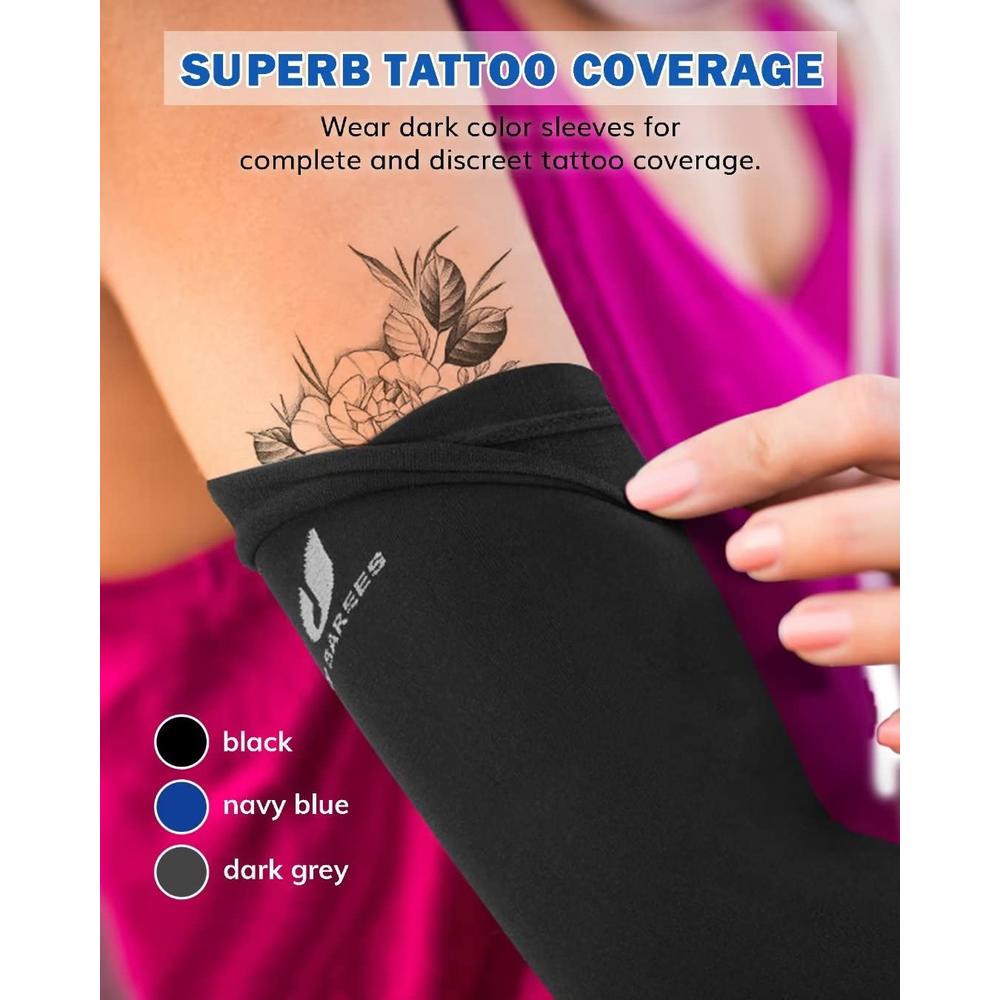 JAY SAREES Arm Sleeves for Men Women Kids 3 Pairs, Compression Sleeve Cover Arms, Tattoo Cover-up Sun Sleeves UV Protection Cool