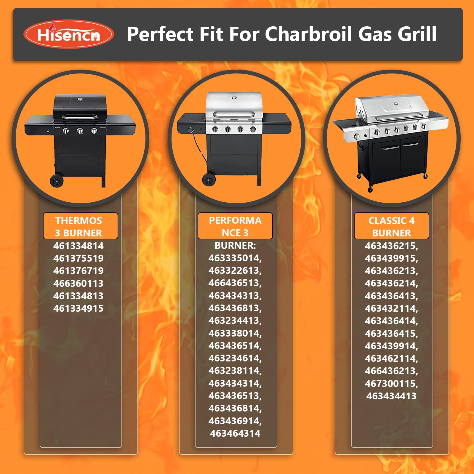 Hisencn Grill Replacement Parts for Charbroil 463436215, 463436214, 463436213, 463439915, 467300115, 463439914, 461372517, G432-