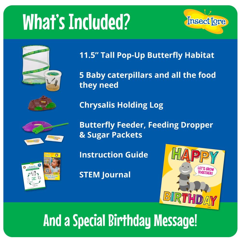 Insect Lore Birthday Butterfly Garden Butterfly Growing Kit with Live Butterflies | Butterfly Kit for Kids Includes Butterfly Ha