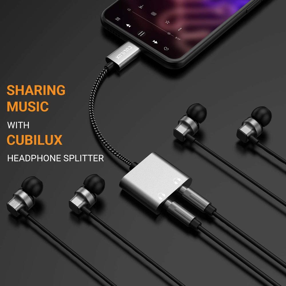 Cubilux USB C Dual Headphones Splitter Compatible with New USB C iPad 10 iPad Pro iPad Air 5/4 iPad Mini 6, Samsung S21/S20 Note