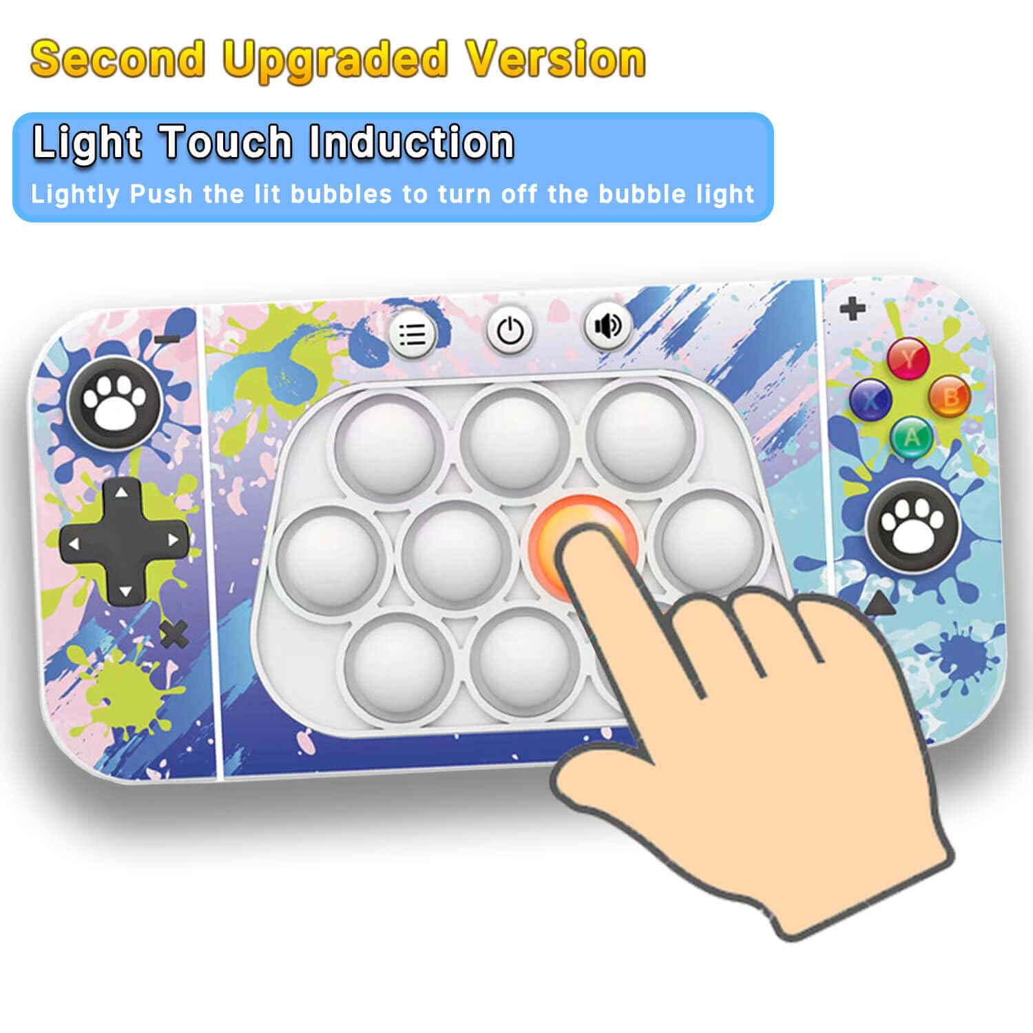 hlxy Fast Push Handheld Game, Pop Light Up Game Toys Upgraded Version 2, Lightly Push to Turn Off The Lit Bubbles.Fidget Sensory Toys