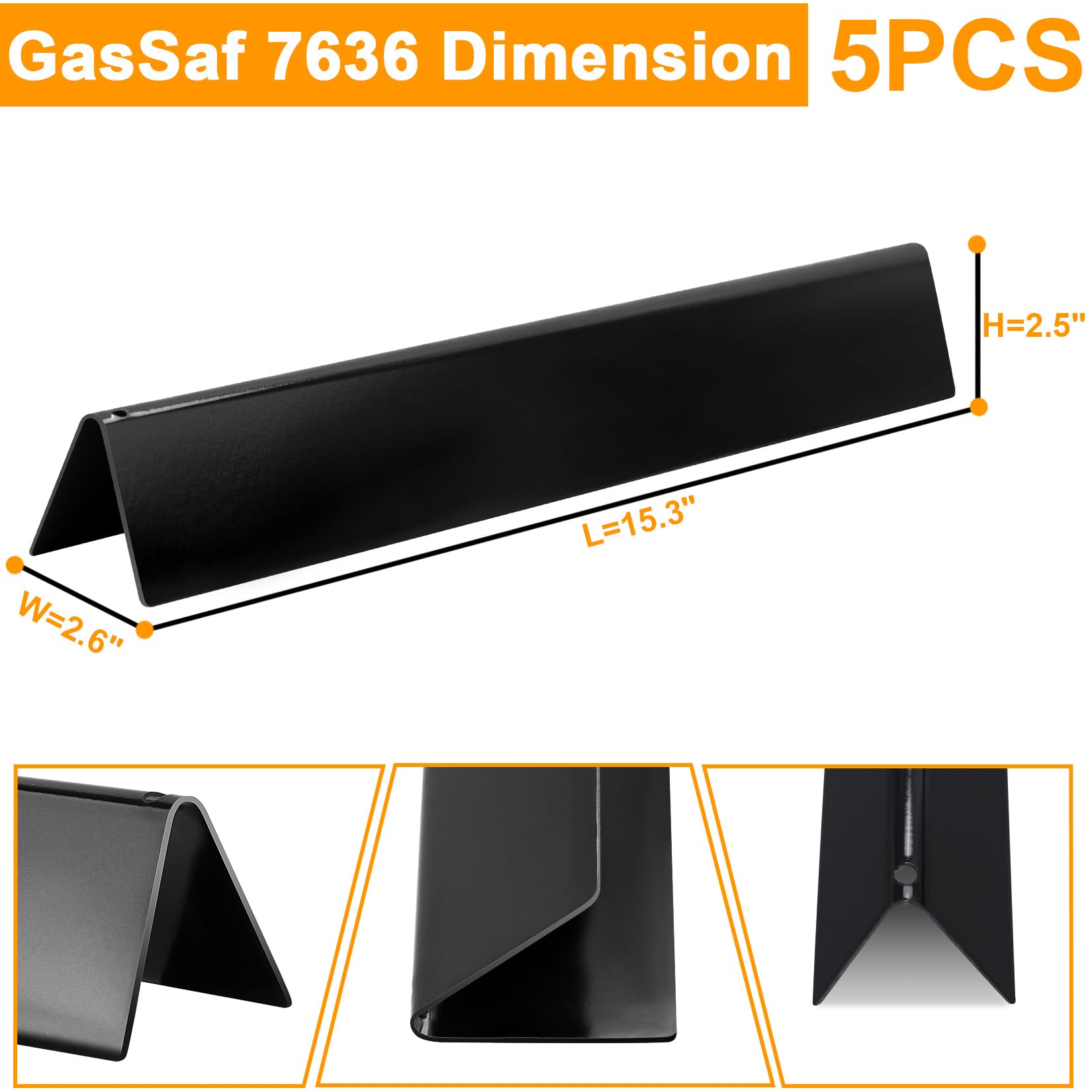 GasSaf 15.3 inch Flavorizer Bars Replacement for Weber 7636, Spirit I & Spirit II 300 S310 S320 E310 E320, Weber 46510001, 47513