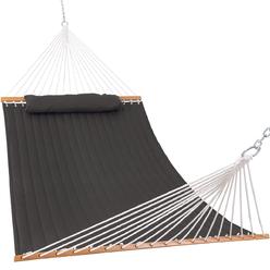 Lazy Daze Hammocks 12 FT Quilted Fabric Hammock with Spreader Bar, 2-Person Double Hammock with Chains and Pillow, Outdoor Hammo