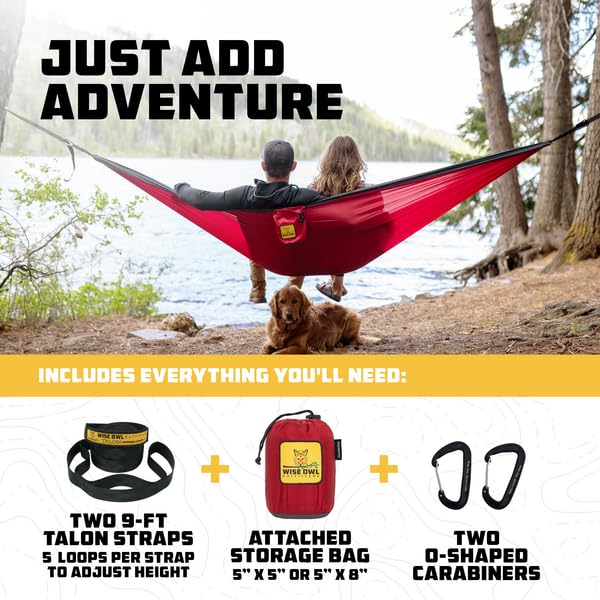 Wise Owl Outfitters Camping Hammock - Camping Essentials & Camping Gifts, Portable Hammock Single or Double Hammock for Outdoor,