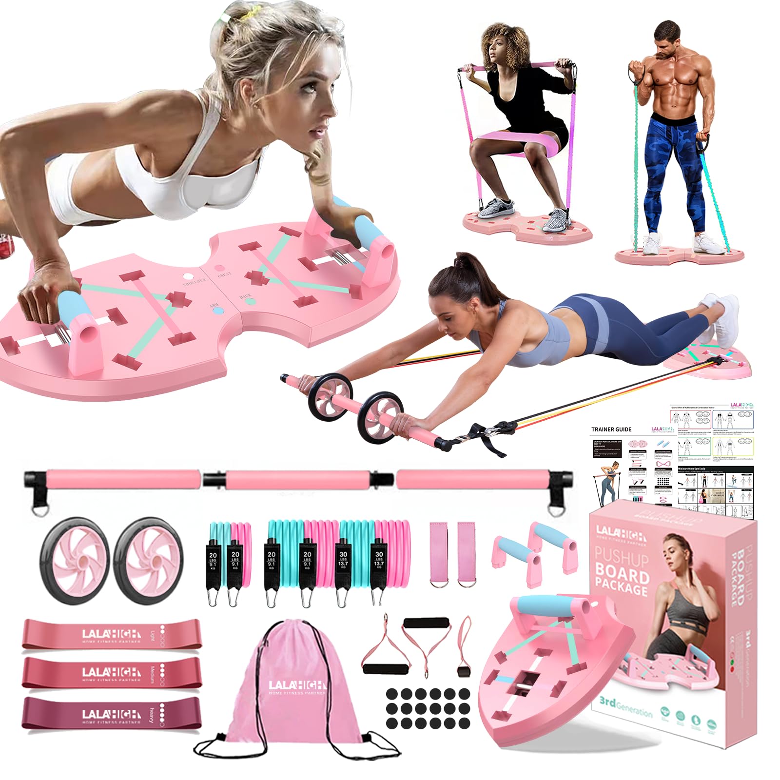 LALAHIGH Home Workout Equipment for Women, Multifunction Push Up