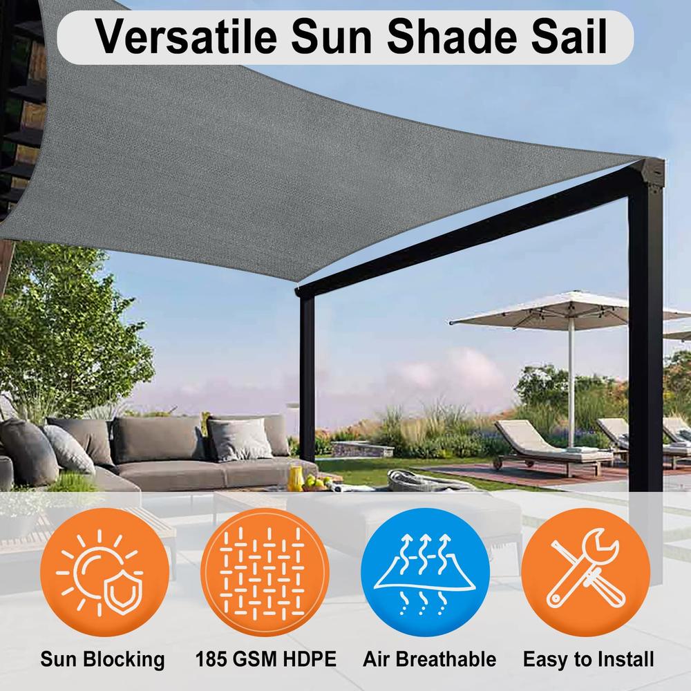 OutdoorLines Rectangle Sun Shade Sails for Patios 10 x 13 ft Sun UV Blocking Outdoor Canopy, Sunshades for Backyard, Lawn and Ga