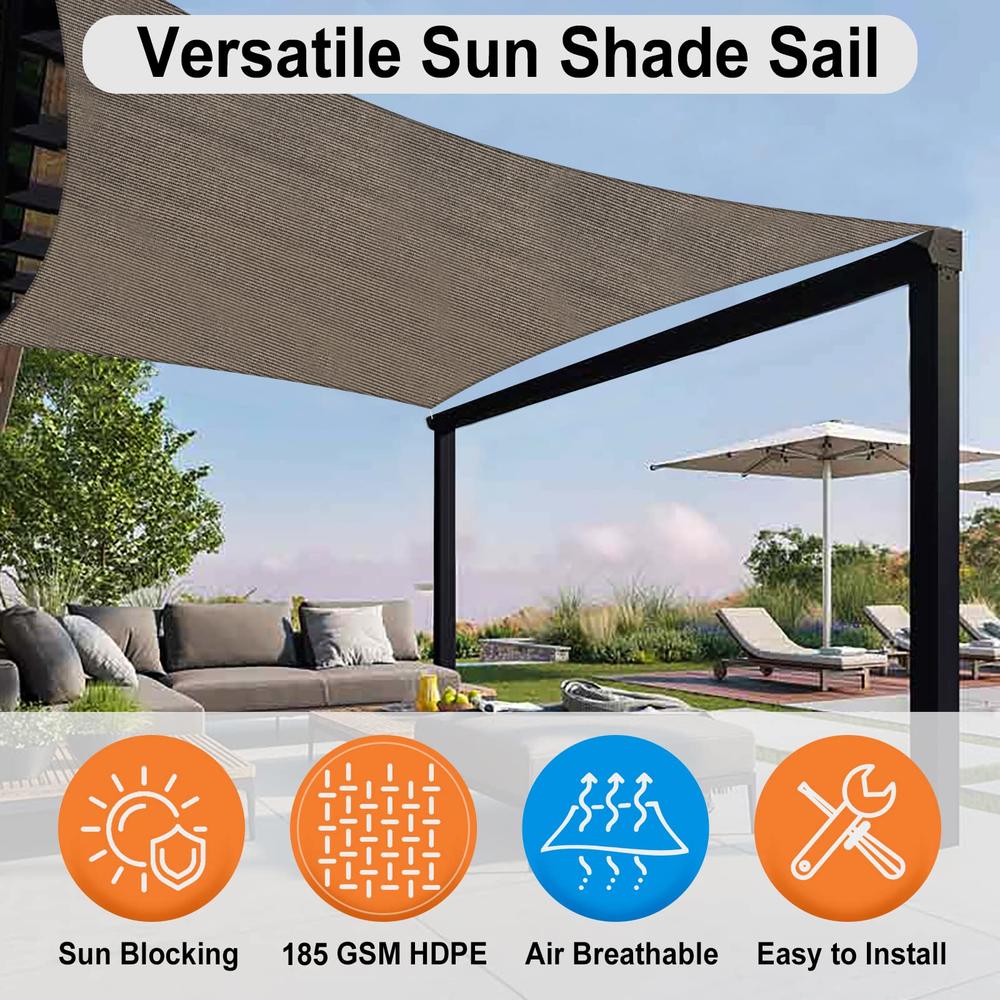 OutdoorLines Rectangle Sun Shade Sails for Patios 10 x 13 ft Sun UV Blocking Outdoor Canopy, Sunshades for Backyard, Lawn and Ga