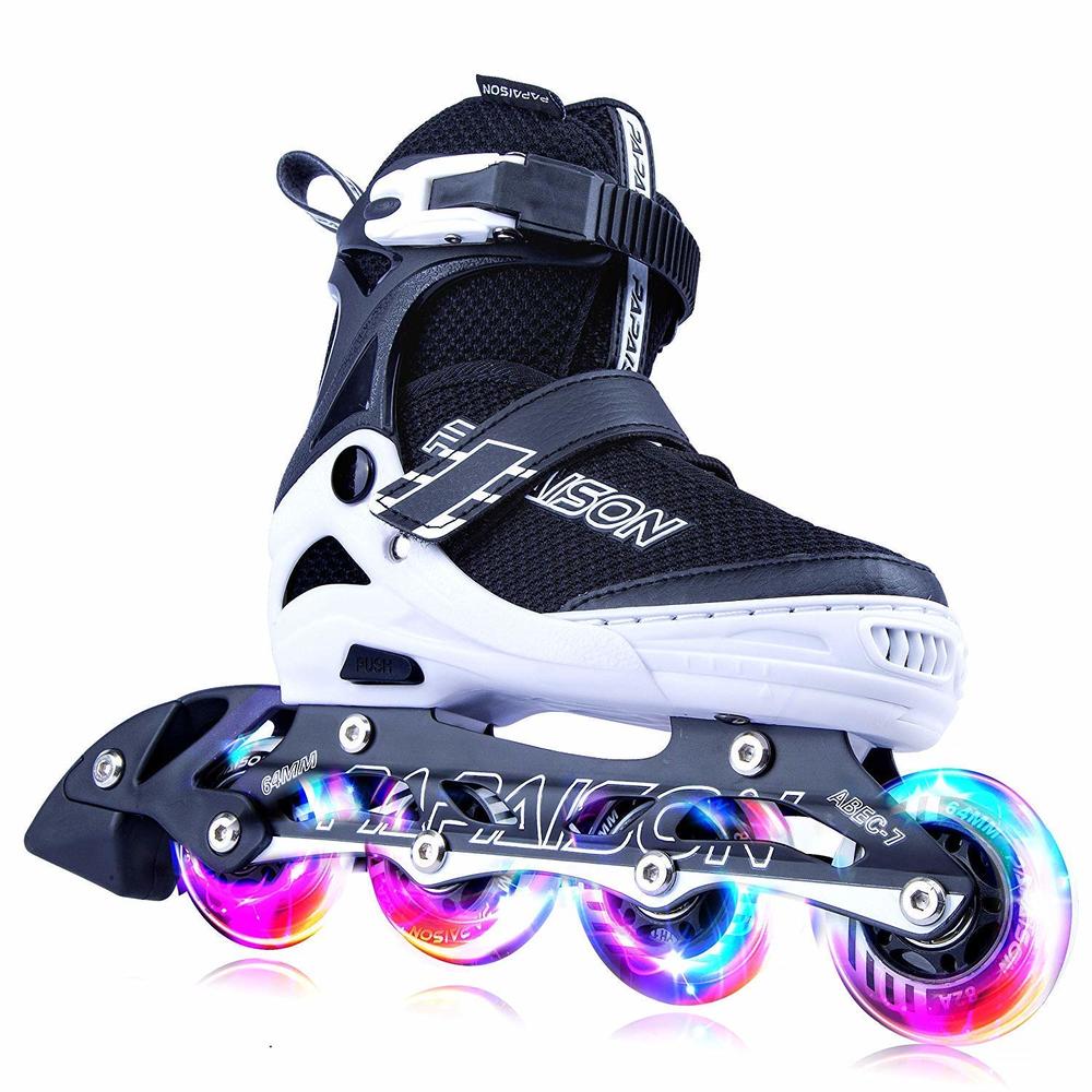 PAPAISON Adjustable Inline Skates for Kids and Adults with Full Light Up Wheels, Outdoor Roller Skates for Girls and Boys, Men a