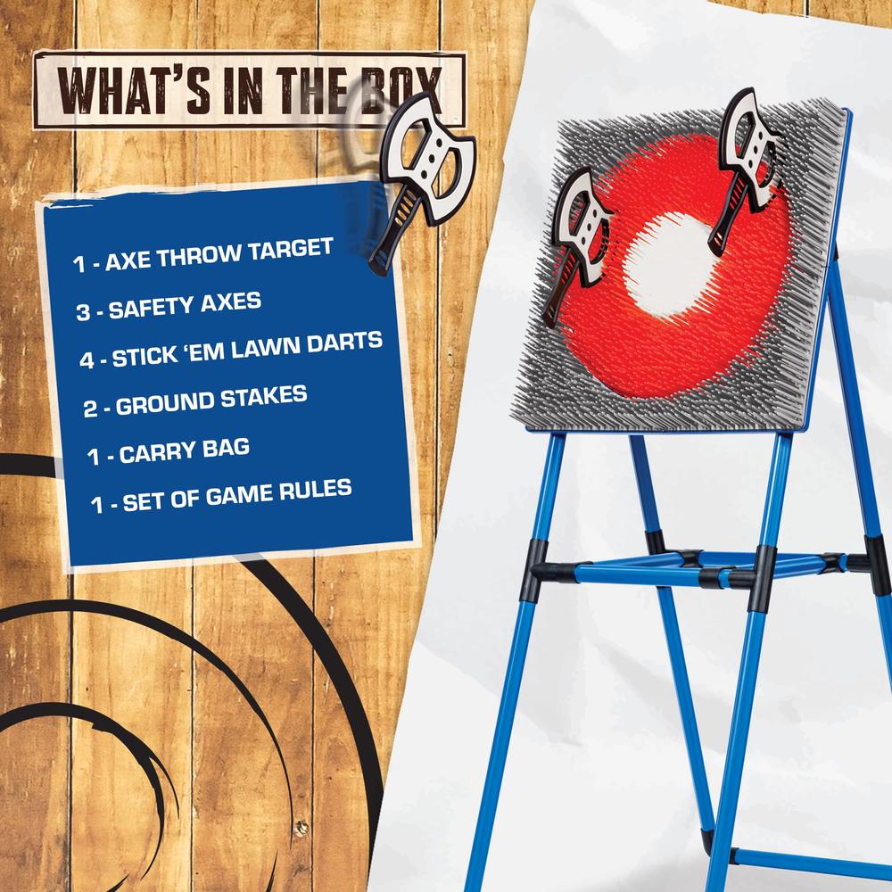 EastPoint Sports Axe Throwing & Lawn Darts Target Game Set - 2 Great Outdoor Games for Backyard Fun - Includes 3 Throwing Axes a