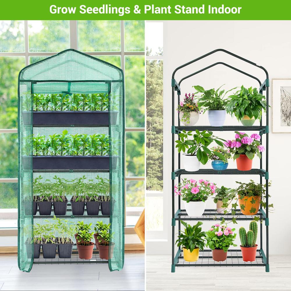 Ohuhu Mini Greenhouse for Indoor Outdoor, Small Plastic Plant Green House 4-Tier Rack Stand Portable Greenhouses with Durable PE