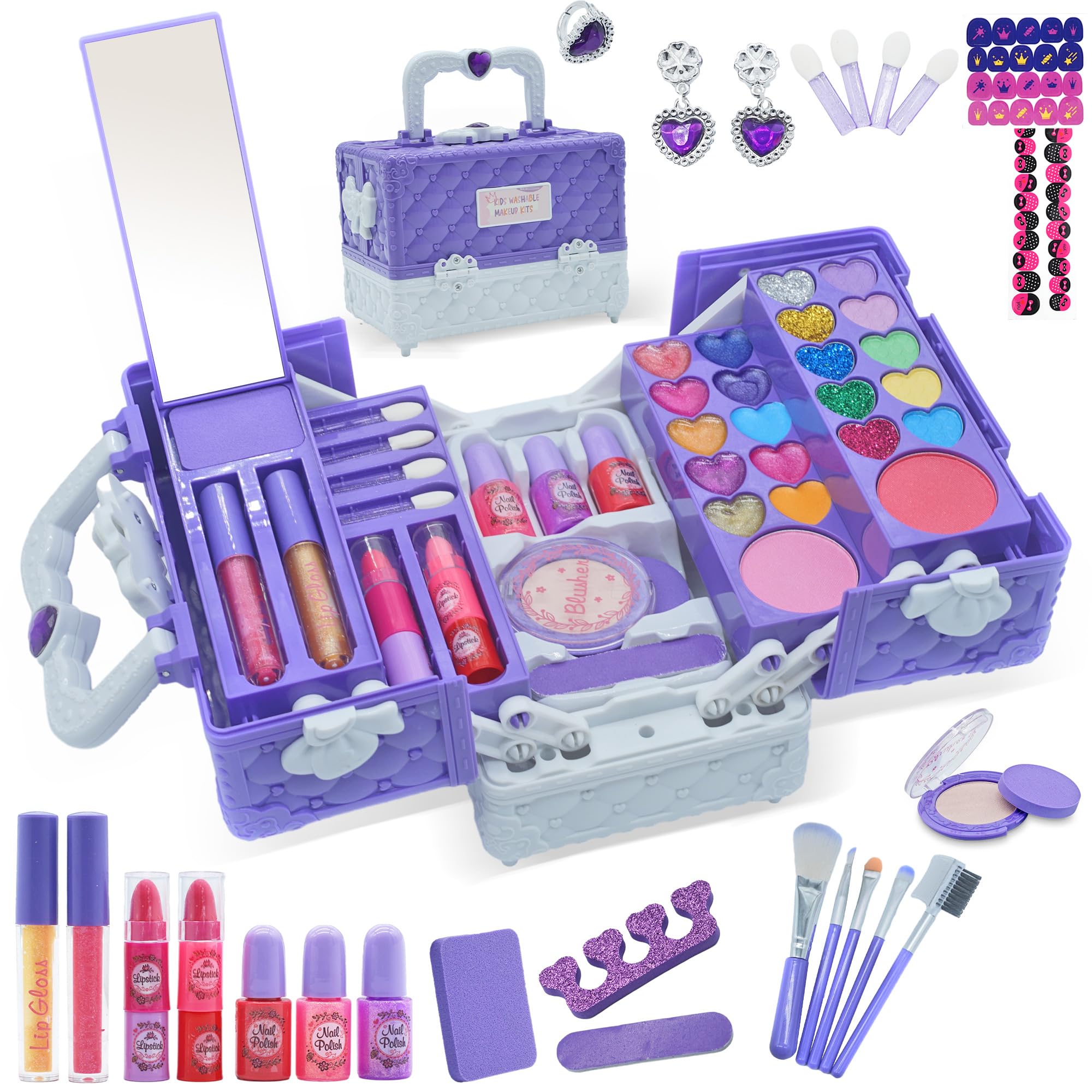 Amerrly Kids Makeup Kit for Girl Safe and Washable Makeup for
