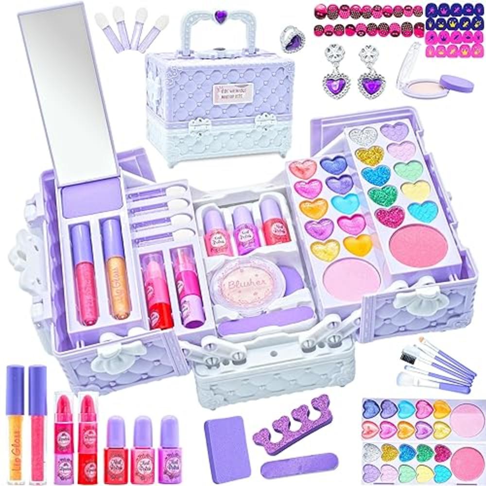 Amerrly Kids Makeup Kit for Girl - Safe and Washable Makeup for Kids, Real Girls Makeup Kit, Toddler Makeup Kit with Cosmetic Case, Girl