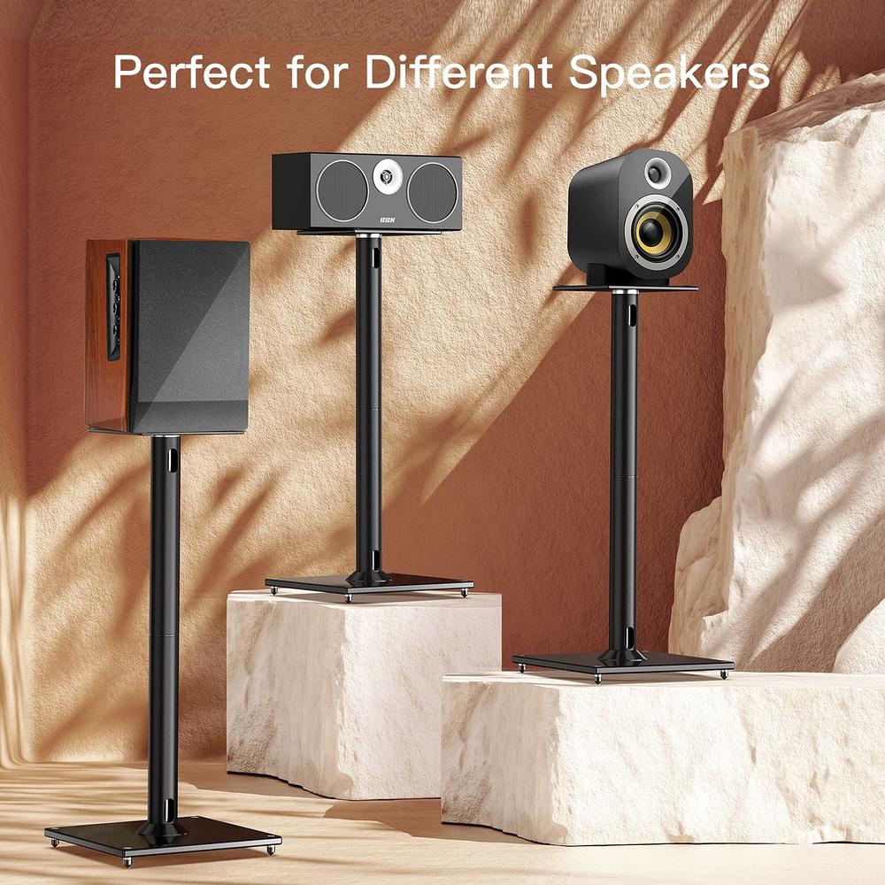 Perlegear Universal Speaker Stand- Bookshelf Speaker Stands Holds 22lbs Speaker Stand Pair with Cable Management Surround Sound 