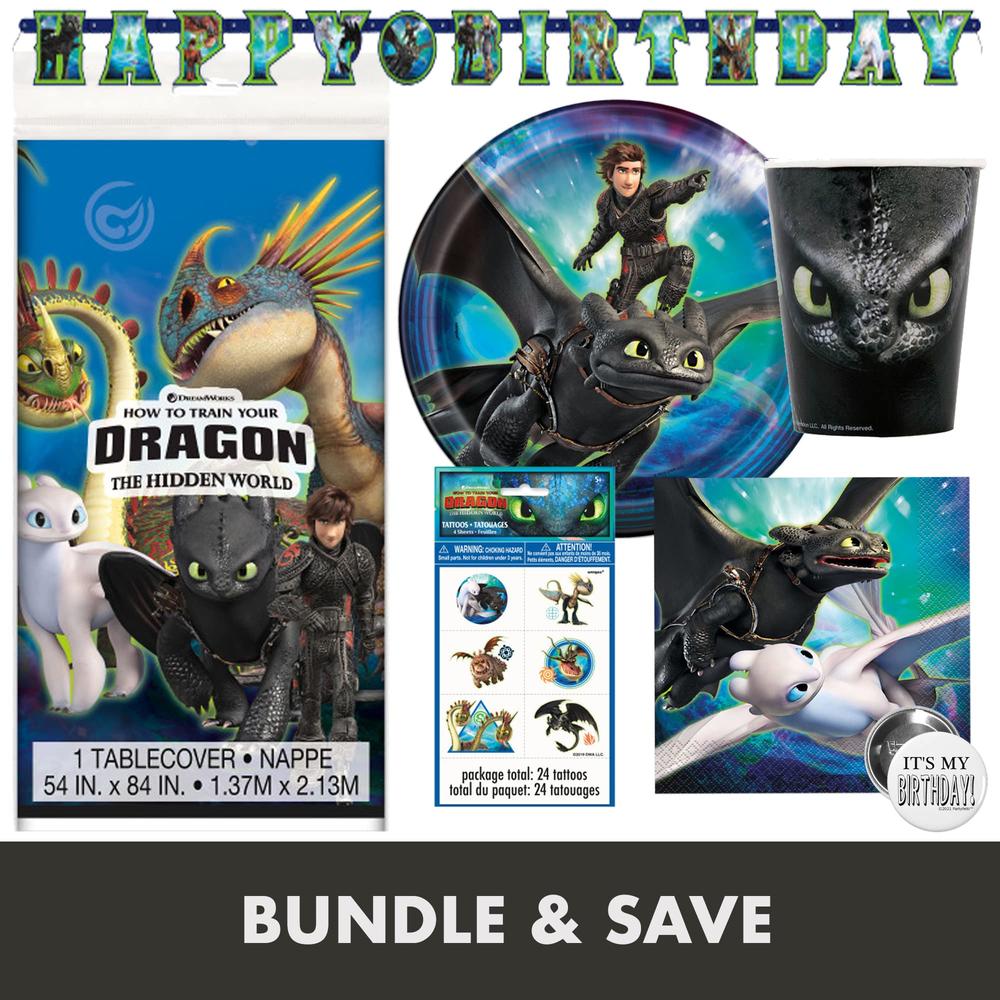 Unique How to Train Your Dragon Party Supplies | How to Train Your Dragon Birthday Decorations | Toothless Party Supplies |Serves 16 Gu