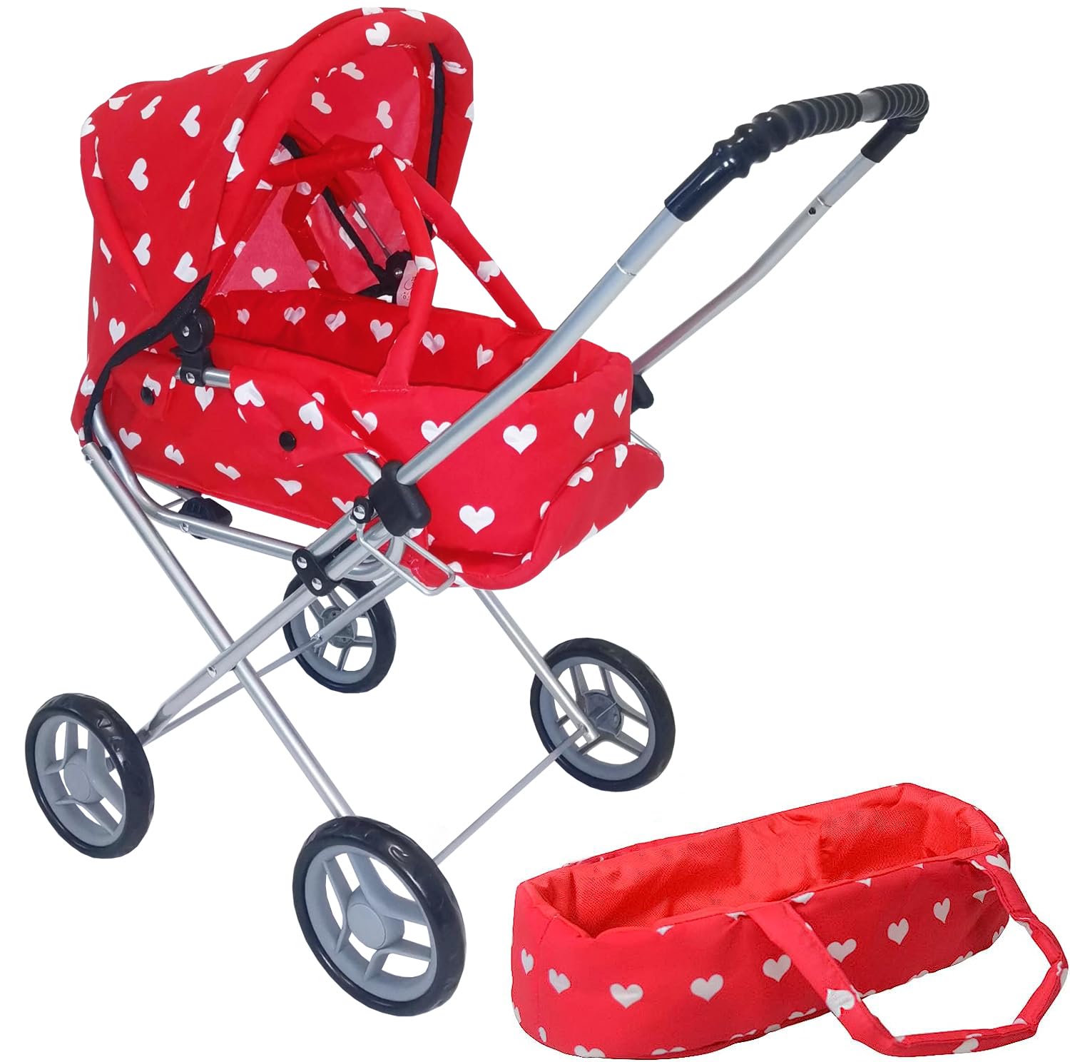 The New York Doll Collection Baby Doll Stroller Play Set, 3-in-1 Babydoll Stroller with Removable Bassinet Baby Carriage for Dolls Toy Doll Stroller for Todd