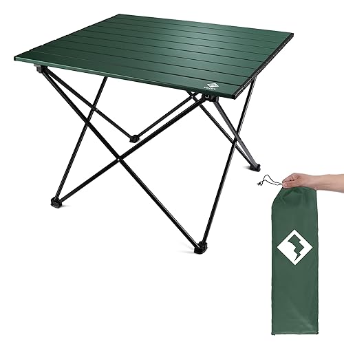 VILLEY Portable Camping Side Table, Ultralight Aluminum Folding Beach Table with Carry Bag for Outdoor Cooking, Picnic, Camp, Bo
