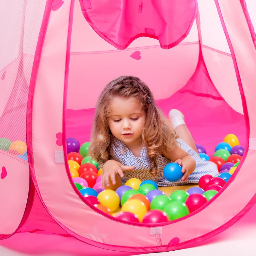 DISHIO Ball Pits with Balls Pop Up Tents with Star Lights for Toddlers Ball Pit Princess Tent Toys for 1 2 3 Year Old Girl Birth