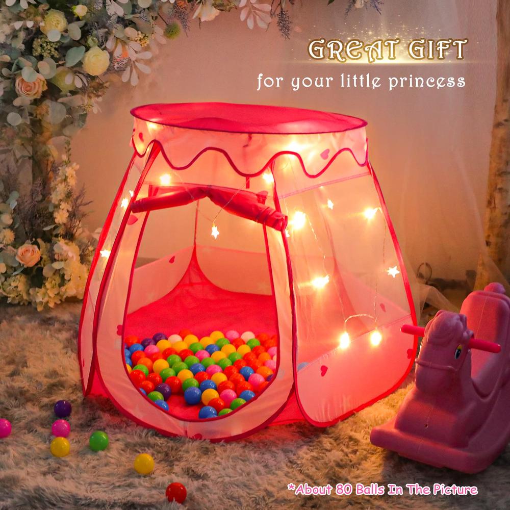 DISHIO Ball Pits with Balls Pop Up Tents with Star Lights for Toddlers Ball Pit Princess Tent Toys for 1 2 3 Year Old Girl Birth