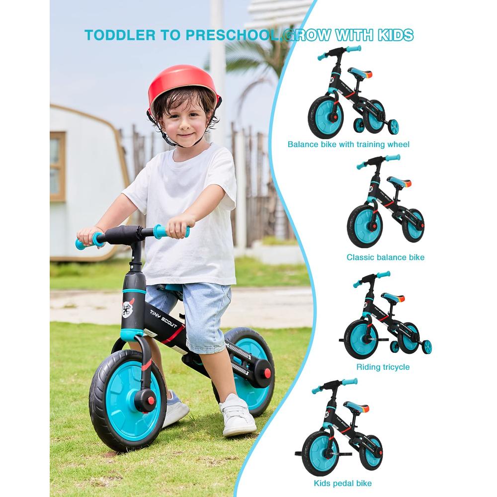 UBRAVOO Trike to Bike Riding Tricycles for Boys Girls 3-5, Fit 'n Joy Kids Balance Bike with Pedals & Training Wheels Options, 4