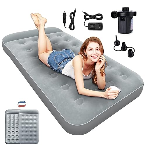 SAYGOGO Camping Air Mattress Travel Bed Sleeping Pad - Leak Proof Inflatable Mattress with Thickened Surface Built-in Pillow Air