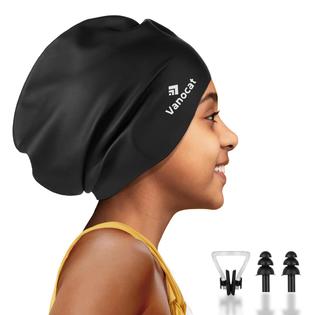 Vanocat Kids Extra Large Swim Cap for Long Hair, Waterproof