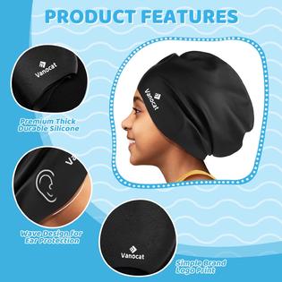 Soft Elastic Swimming Cap Long Hair Swim Pool Hat Mens Womens
