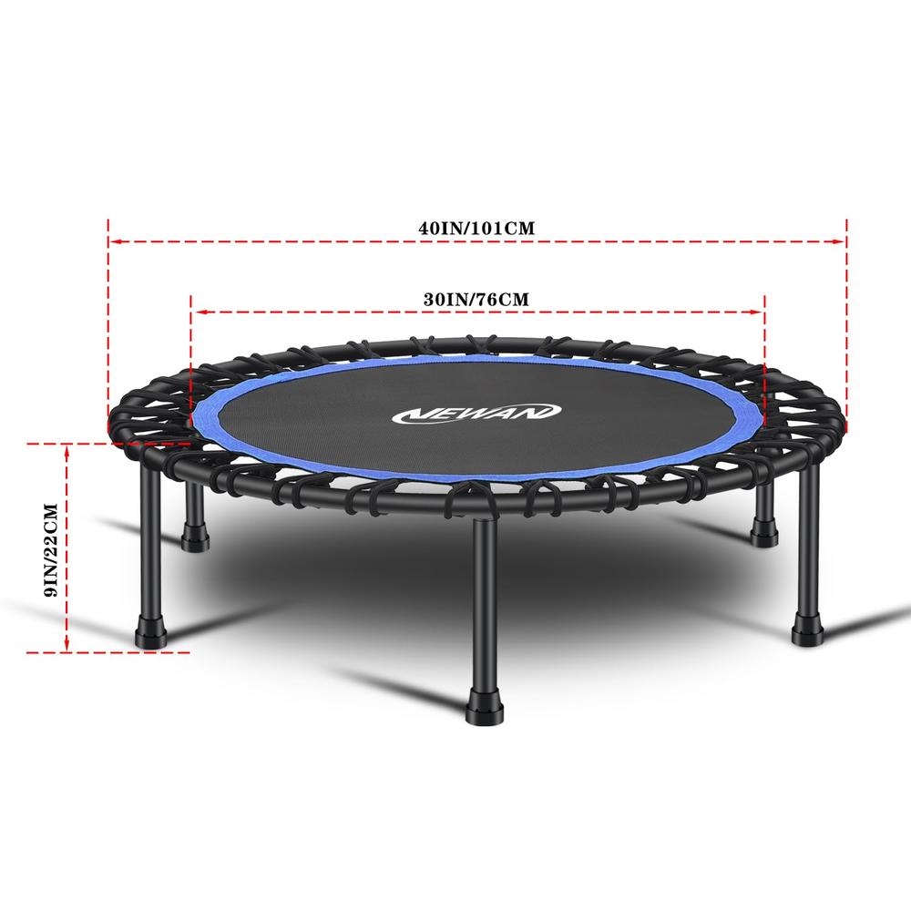 Newan 40'' Silent Fitness Mini Trampoline - Indoor Rebounder for Adults - Best Urban Cardio Jump Fitness Workout Trainer, Covere