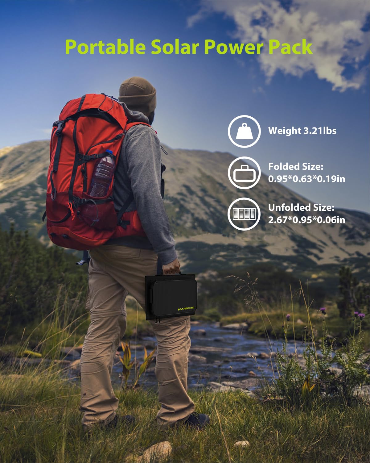 MARBERO-Solar-Powered-Generator-Panels - 52Wh 16000mAh Battery Pack with 22W Solar Panel Package Solar Power Bank Fast Charging 
