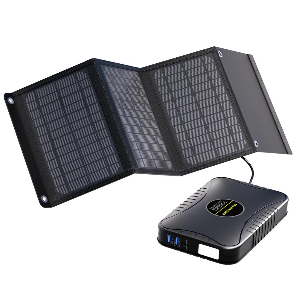 MARBERO-Solar-Powered-Generator-Panels - 52Wh 16000mAh Battery Pack with 22W Solar Panel Package Solar Power Bank Fast Charging 