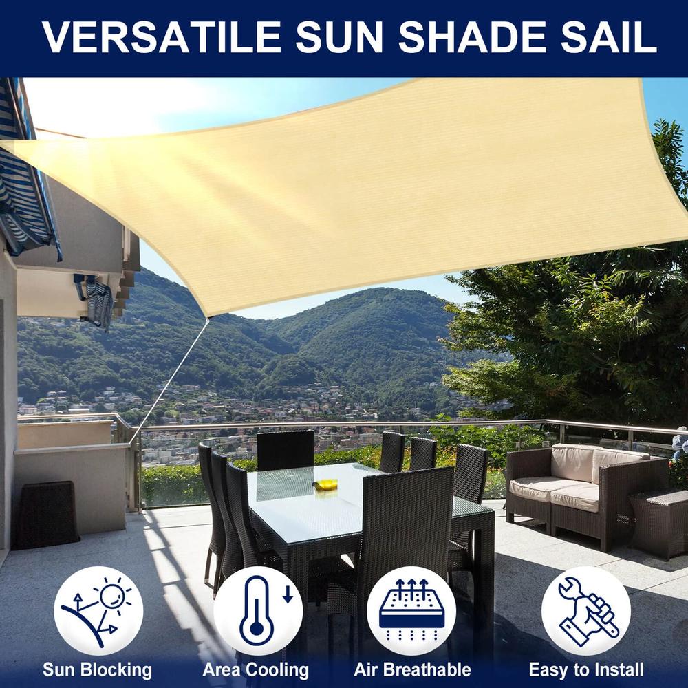PureFit Rectangle Sun Shade Sails Outdoor 10 x 13 ft - Sun Protection Sunshades UV Block Shade Canopy, Patio Shades for Backyard