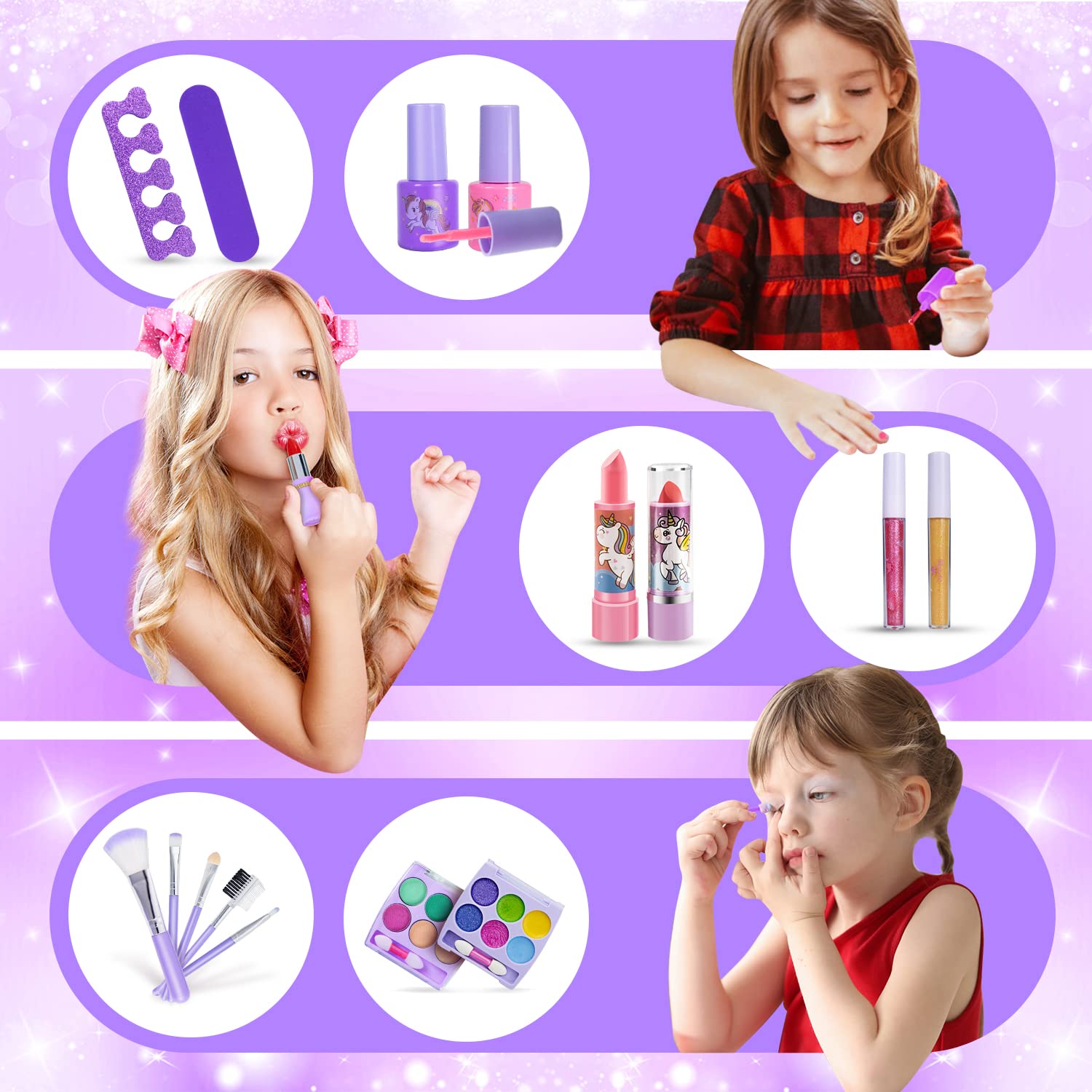 Beayuck Kids Makeup Kit for Girl-Kids Makeup Girl Toys, Girl Makeup Sets Kids Toys Makeup Sets Little Girl Toddler Children Prin