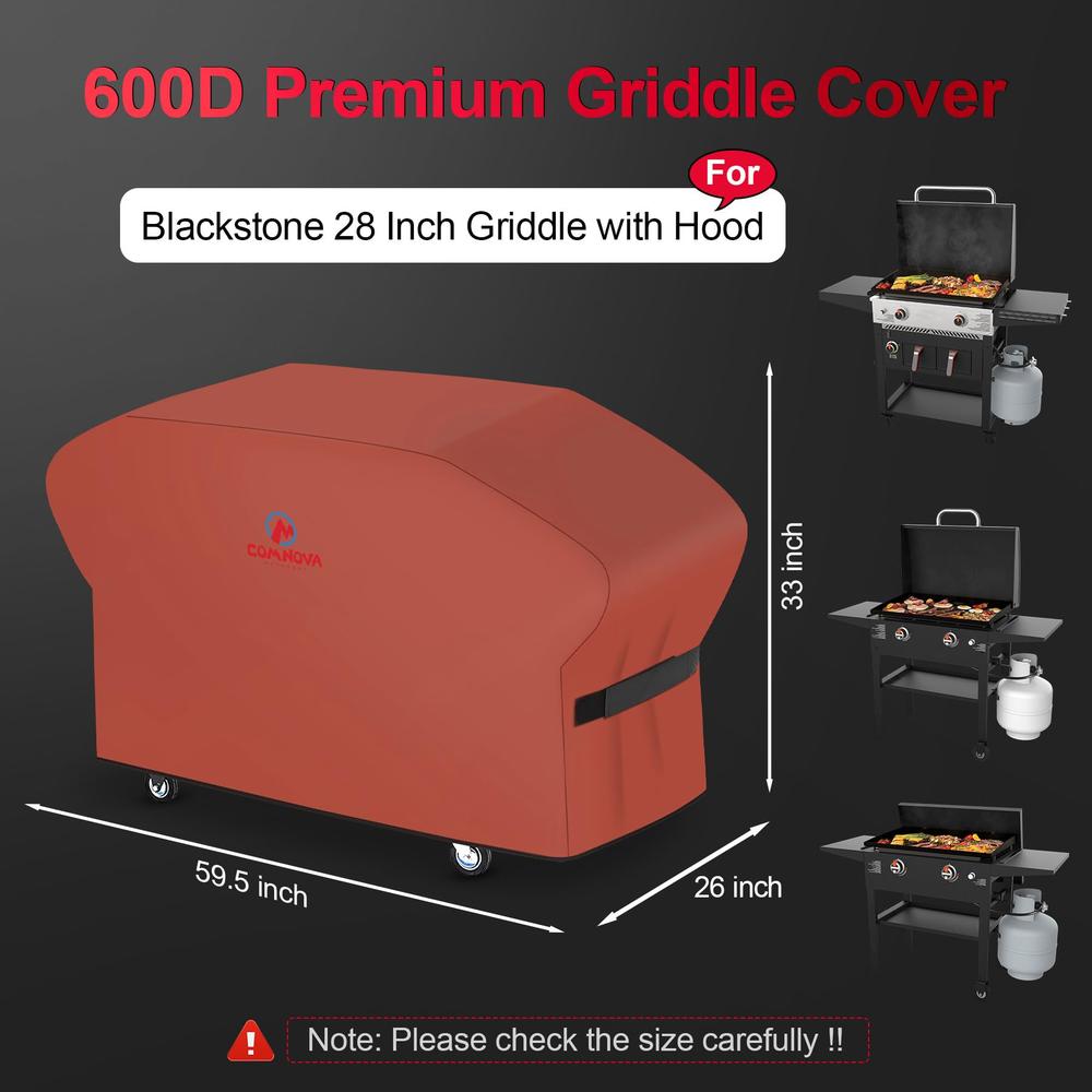 M COMNOVA OUTDOORS Comnova Griddle Cover for Blackstone 28 Inch Griddle with Hood - 600D Flat Top Grill Cover for Blackstone Pro Series Griddle Hea