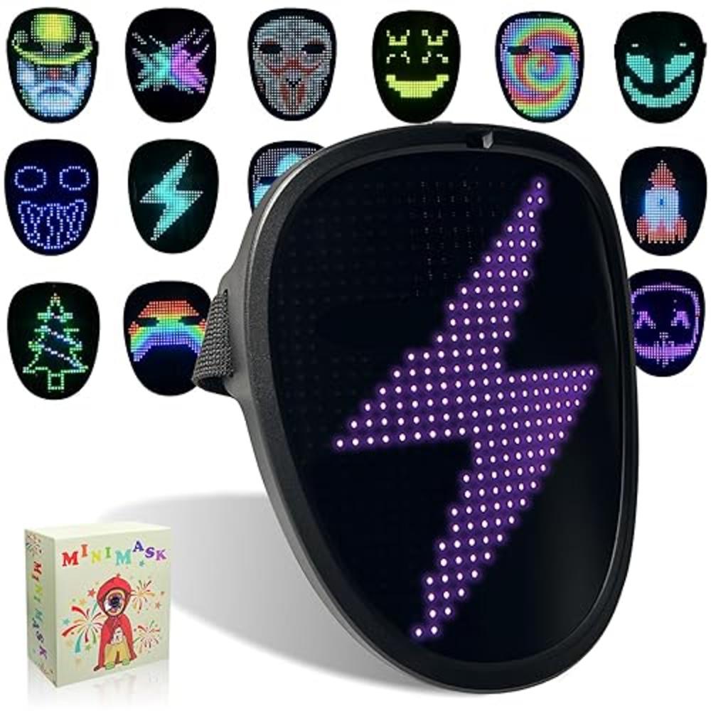 MOYACA Kids LED Mask with Gesture Sensing, Light up for Halloween Costume and Xmas Cosplay, Transforms Face with LED Lights, Per