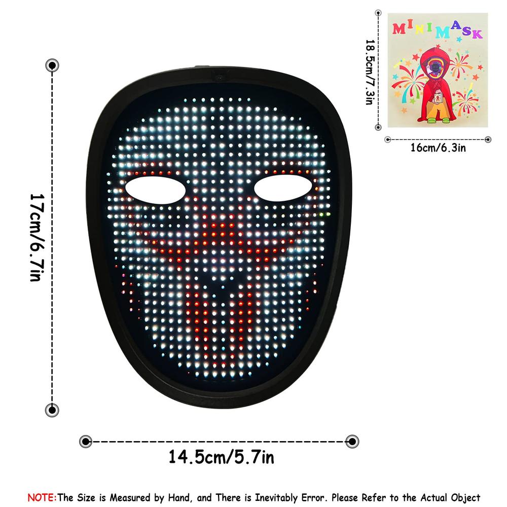 MOYACA Kids LED Mask with Gesture Sensing, Light up for Halloween Costume and Xmas Cosplay, Transforms Face with LED Lights, Per