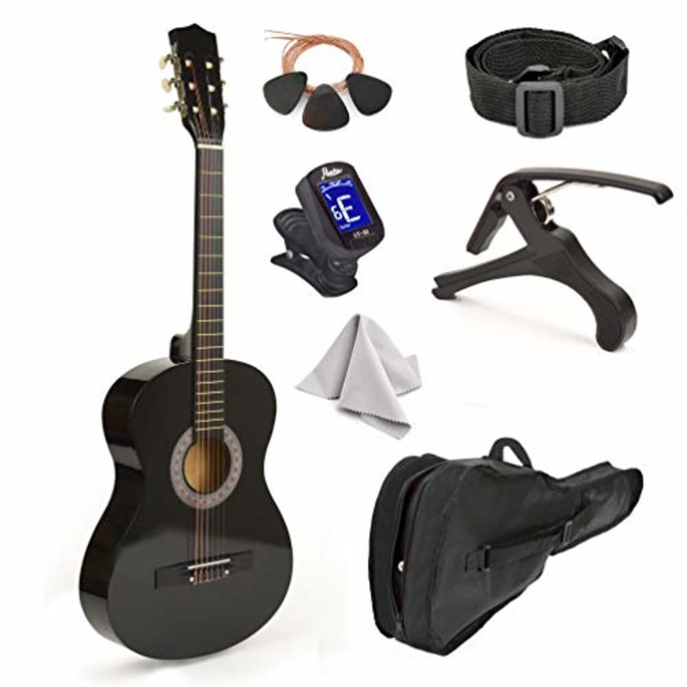 Master Play 30" Wood Guitar with Case and Accessories for Kids/Girls/Boys/Beginners (Black)