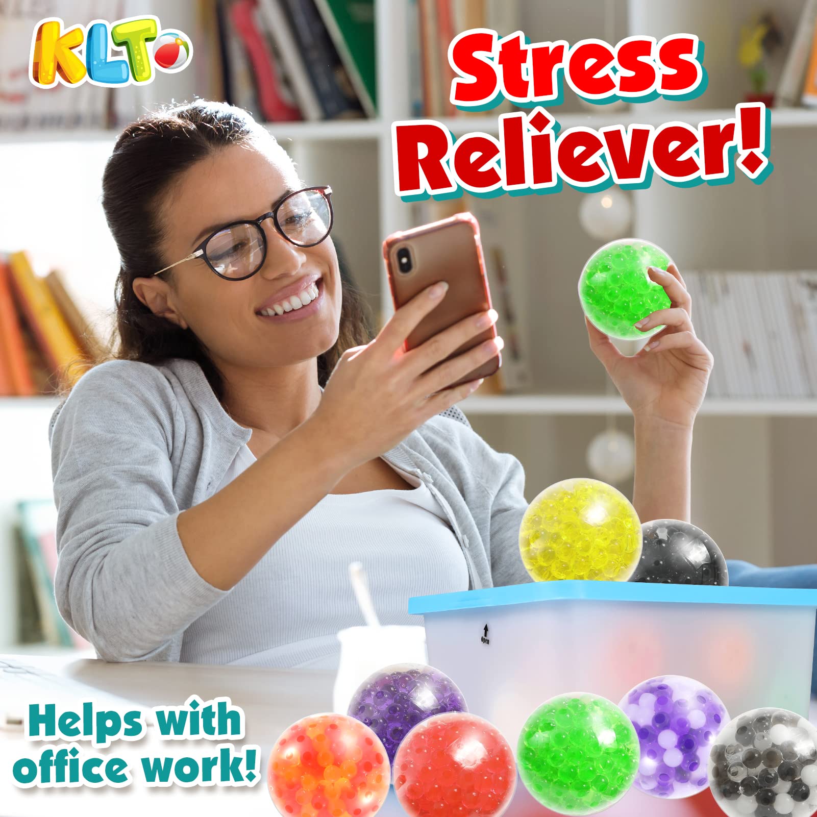 KLT Sensory Stress Balls for Adults and Kids: Fidget Squishy Toys 12 Pack, Sensory Toys for Autistic Children, Stress Relief Bal