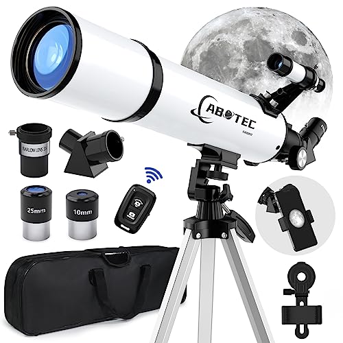 ABOTEC Telescope, 80mm Aperture Telescopes for Adults Astronomy & Kids & Beginners, Portable 500mm Refracting Telescope with an 