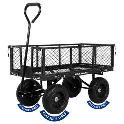 BILT HARD 400 lbs 10" Flat Free Tires Steel Garden Cart with 180° Rotating Handle and Removable Sides, 4 Cu.Ft Capacity Utility 
