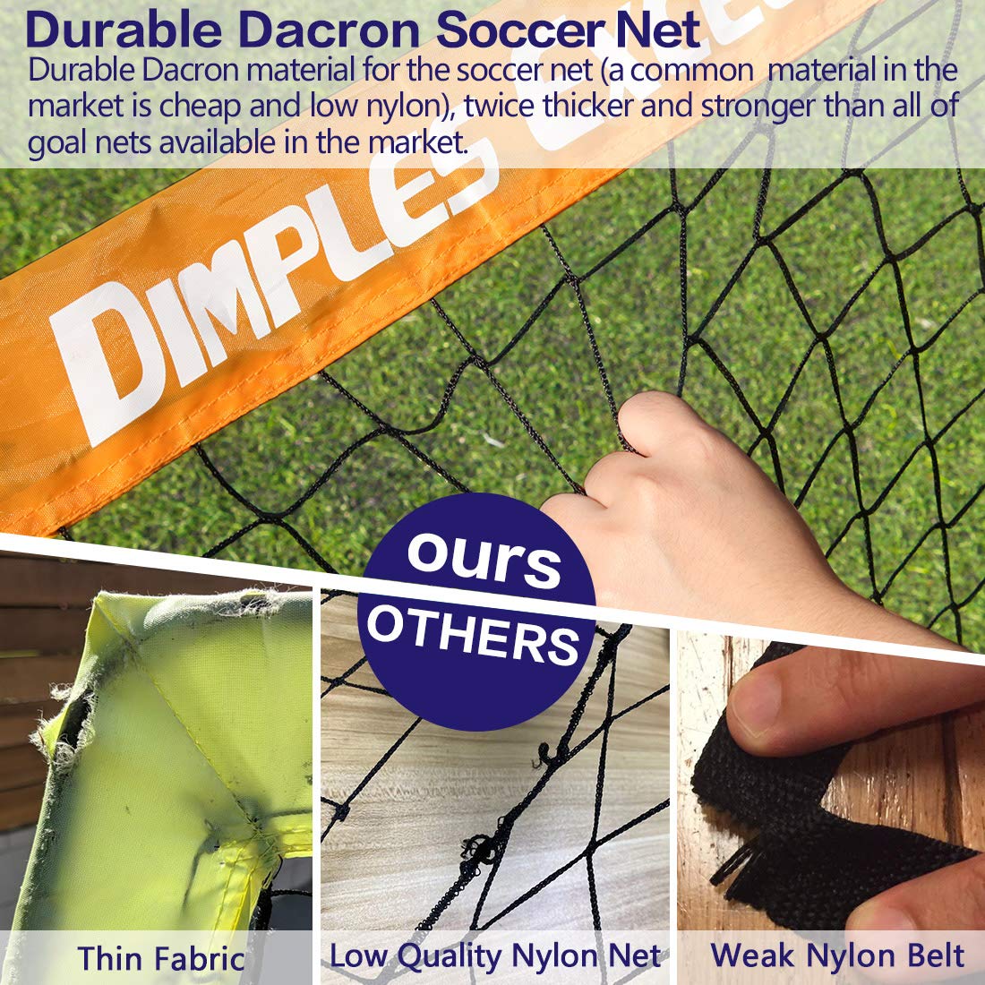 Dimples Excel Soccer Goals Soccer Net for Backyard 4'x3', 2 Set