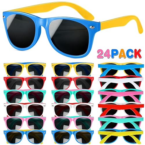 GIFTINBOX Kids Sunglasses Bulk, 24Pack Kids Sunglasses Party Favor with UV400 Protection for Boys and Girls, Gift for Birthday, 