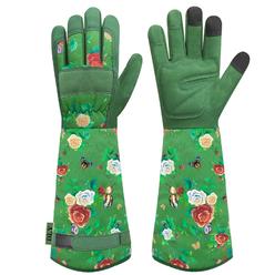 DLY Gardening Gloves for Women - Long Thorn Proof Rose Pruning Garden Gloves, Cowhide Leather Gauntlet Gardening Gifts