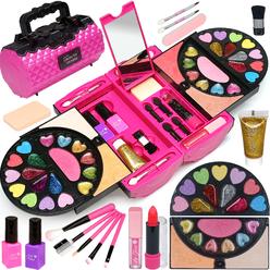 Amerrly Kids Makeup Kit for Girl - 59 PCS Real and Safe Make up for Kids Girls, Washable Little Girls Makeup, Princess Toy Makeup Kit fo