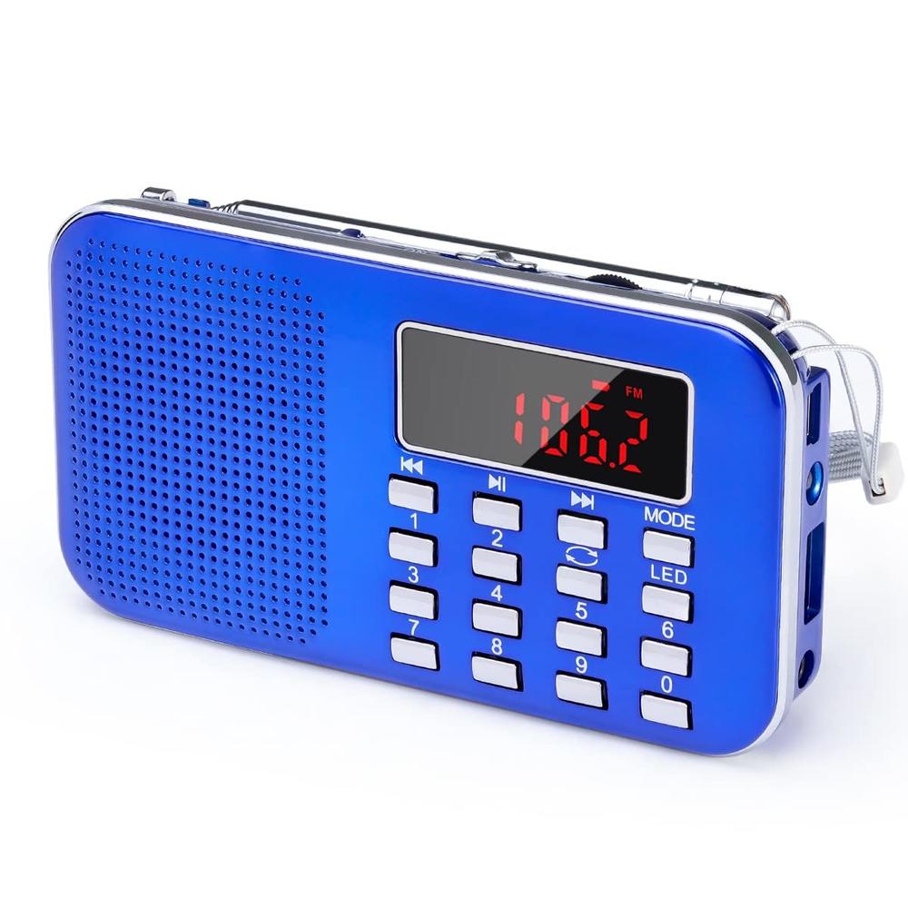 Prunus Mini Portable Radio AM FM Pocket Radio with MP3, LED Flashlight, Digital Radio Speaker Support Micro SD/TF Card/USB, Auto Scan S