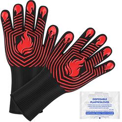 KUWANI BBQ Gloves, 1472°F Heat Resistant Gloves Fireproof Mitts?Grilling Gloves Silicone Non-Slip Washable Oven Gloves, Kitchen Gloves