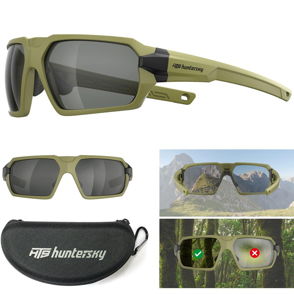 HUNTERSKY HTS Q37 anti-fog polarized Tactical hunting Shooting sunglasses Military Grade Ballistic Impact Protection eye pro arm